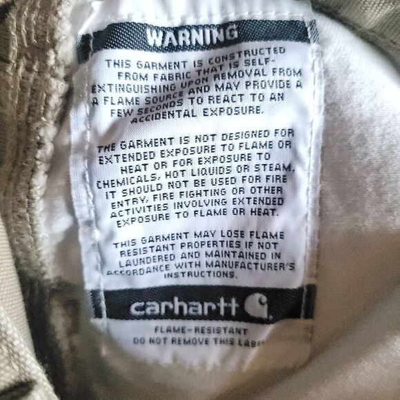 Carhartt Fire Resistant Cat 2 Original Fit FR Tan Work Pants Men's 38 X 34 - Picture 5 of 15